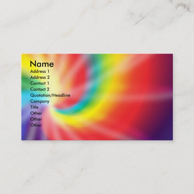 Tie dye Slightly Enlarged Business Card (Front)