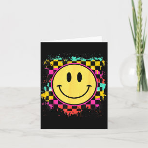 Tie Dye Smile Face Chequered Pattern Happy Smiling Card