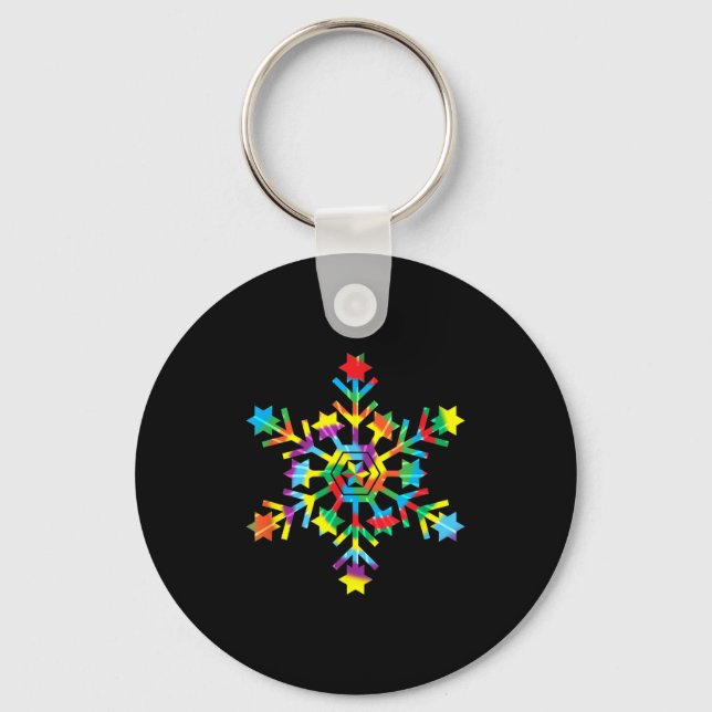 Tie Dye Snowflake Retro Hipe Christmas Holiday Xma Key Ring (Front)
