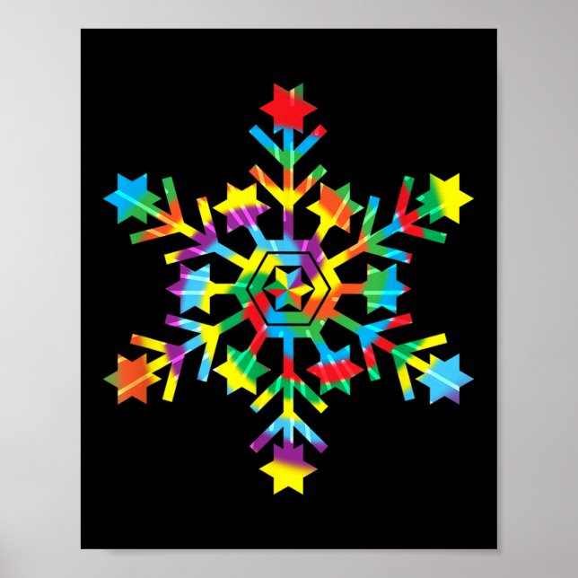 Tie Dye Snowflake Retro Hipe Christmas Holiday Xma Poster (Front)