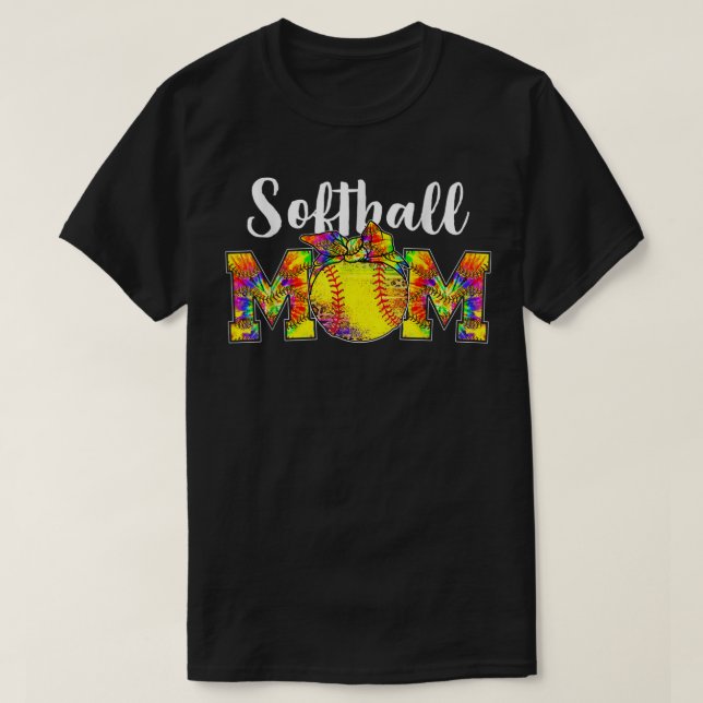 Tie Dye Softball Mum Tee Softball Game Day Vibes M (Design Front)