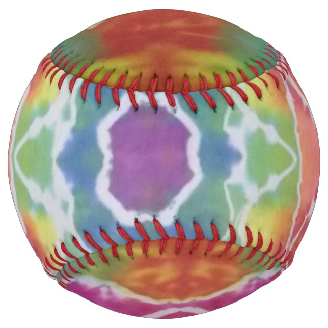 tie dye softball rainbow mandala (Front)