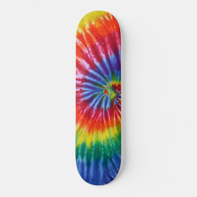 Tie-Dye Spiral Swirl - Rainbow Skateboard (Front)