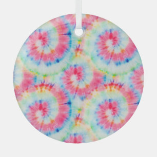 Tie Dye Spiral, watercolor art. Glass Tree Decoration