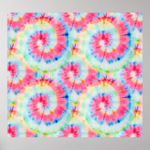 Tie Dye Spiral, watercolor art. Poster