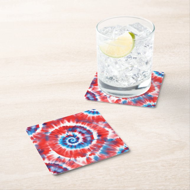 Tie-Dye Square Paper Coaster (Insitu)