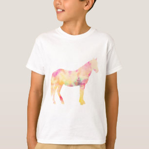 tie dye standing pink and yellow horse T-Shirt