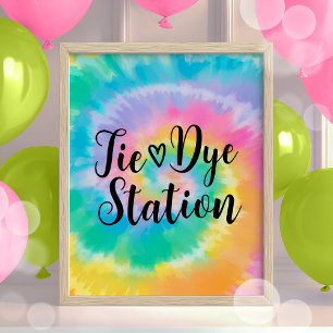 Tie Dye Station Birthday Sign Retro