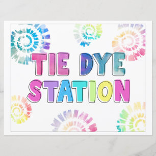 Tie Dye Station Sign   Craft Party Signs