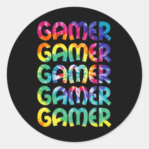 Tie Dye Style Gaming Video Game Men Boys Teens  Classic Round Sticker