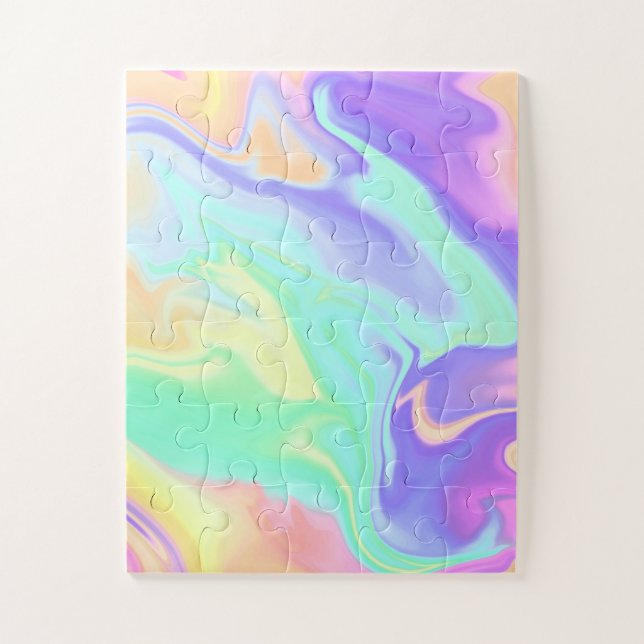 Tie Dye Swirl Marble Retro Groovy Jigsaw Puzzle (Vertical)