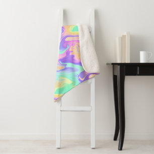 Tie Dye Swirl Marble Retro Groovy Sherpa Blanket