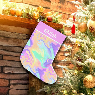 Tie Dye Swirl Marble Retro Groovy Small Christmas Stocking