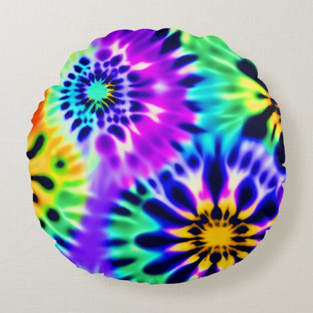 Tie Dye Swirling Pattern Design Round Cushion (Front)