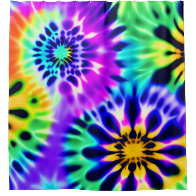 Tie Dye Swirling Pattern Design Shower Curtain (Front)