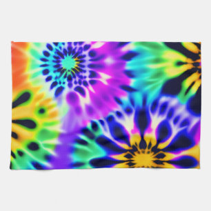 Tie Dye Swirling Pattern Design Tea Towel