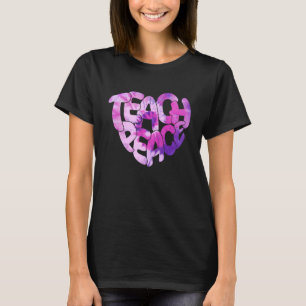 Tie Dye Teach Peace Heart Inspiration Hippie Teach T-Shirt