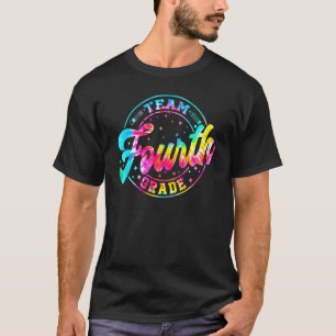 Tie Dye Team Fourth Grade Teacher Student Kid Back T-Shirt