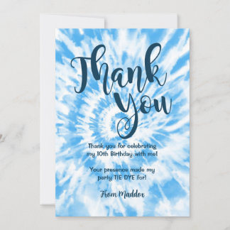 Tie Dye Thank you Card Blue