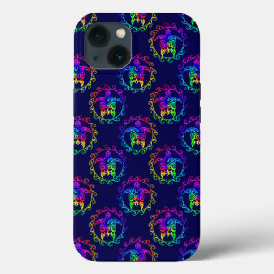 Tie Dye Tribal Turtle Moari Sun Blue iPhone 13 Case