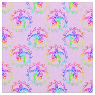 Tie Dye Tribal Turtle Moari Sun Pink Fabric