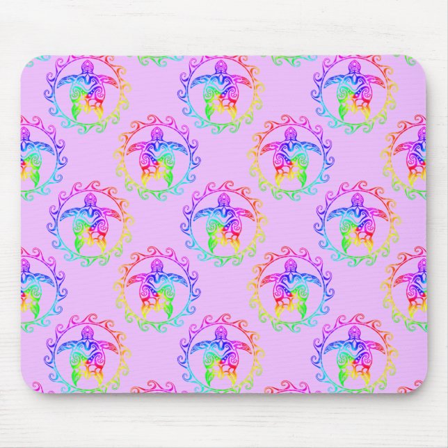 Tie Dye Tribal Turtle Moari Sun Pink Mouse Pad (Front)
