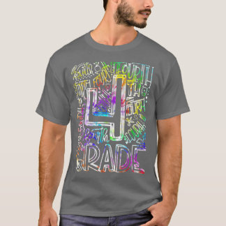 Tie Dye Typography Fourth Grade Teacher Kids Back  T-Shirt