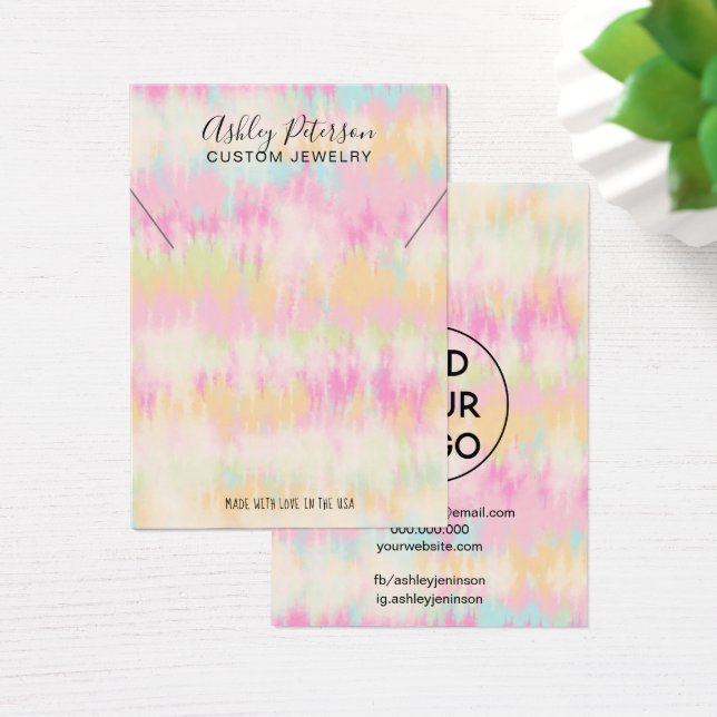 Tie dye unicorn rainbow jewellery necklace display (Desk)