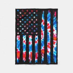 Tie Dye Usa Flag Men Women Kids American Flag 4th Fleece Blanket