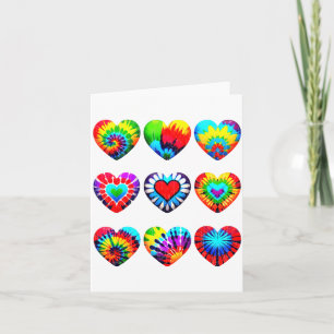 Tie Dye Valentines Colorful Hearts Day Men Women K Card