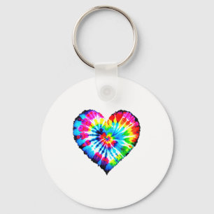 Tie Dye Valentines Colorful Hearts Day Men Women K Key Ring