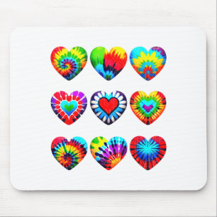 Tie Dye Valentines Colorful Hearts Day Men Women K Mouse Pad