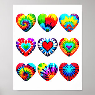 Tie Dye Valentines Colorful Hearts Day Men Women K Poster