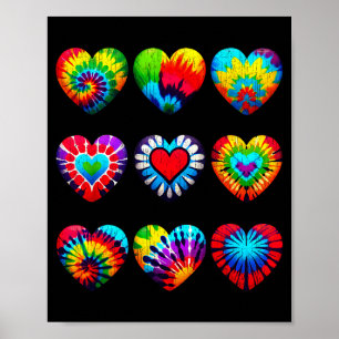 Tie Dye Valentines Colorful Hearts Day Men Women K Poster