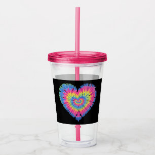 Tie Dye Valentines Colourful Hearts Day Acrylic Tumbler