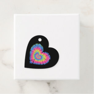 Tie Dye Valentines Colourful Hearts Day  Favour Tags