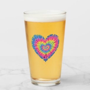 Tie Dye Valentines Colourful Hearts Day  Glass