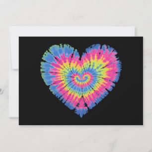 Tie Dye Valentines Colourful Hearts Day  Holiday Card