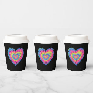 Tie Dye Valentines Colourful Hearts Day  Paper Cups