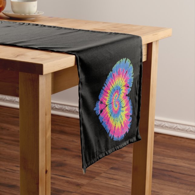 Tie Dye Valentines Colourful Hearts Day  Short Table Runner (In Situ)
