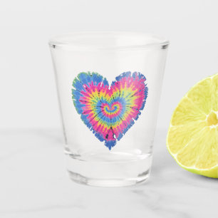 Tie Dye Valentines Colourful Hearts Day Shot Glass