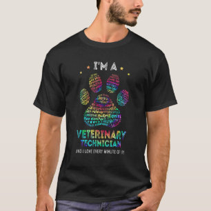 Tie Dye Veterinary Technician Paw Print  Vet Costu T-Shirt