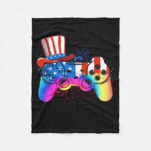 Tie Dye Video Game 4th Of July American Flag Boys  Fleece Blanket