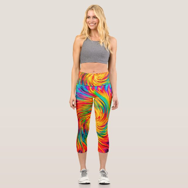 TIE DYE WIND ABSTRACT CAPRI LEGGINGS (Front)
