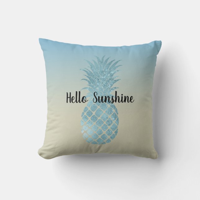 Tie Dye Yellow Aqua Pineapple Cushion (Front)