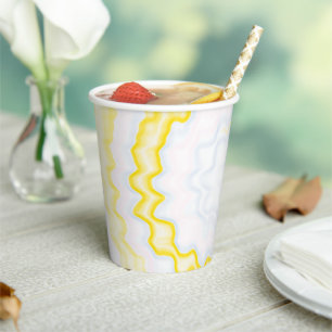 Tie dye yellow swirl funky retro pattern party paper cups