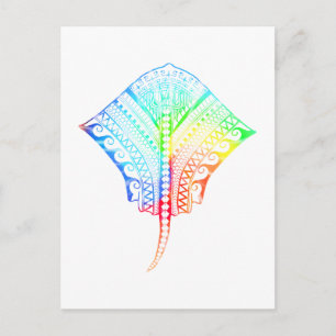 Tie Dyed Colours Tribal Stingray Postcard