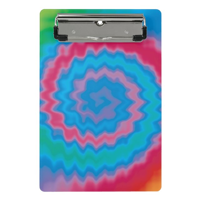 Tie dyed groovy funky retro swirl pattern cool mini clipboard (Front)