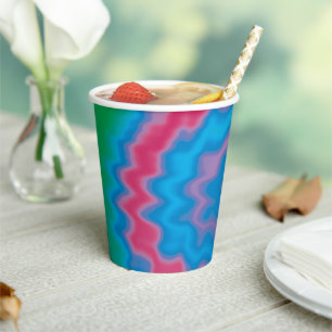 Tie dyed groovy funky retro swirl pattern cool paper cups