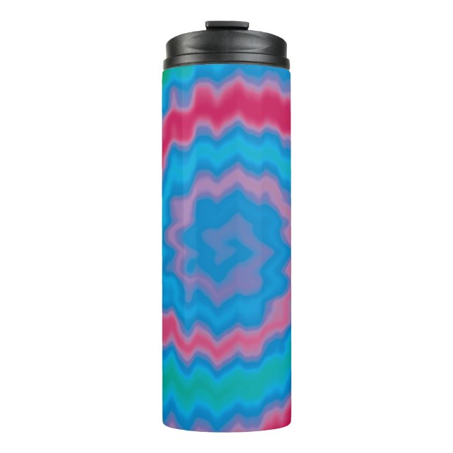 Tie dyed groovy funky retro swirl pattern cool thermal tumbler (Front)